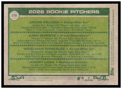 2026 Topps Heritage 2026 Rookie Pitchers BurgosGonzález Lara) Card Dark Yellow