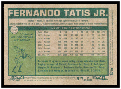 2026 Topps Heritage Fernando Tatis Jr. Card San Diego Padres #322