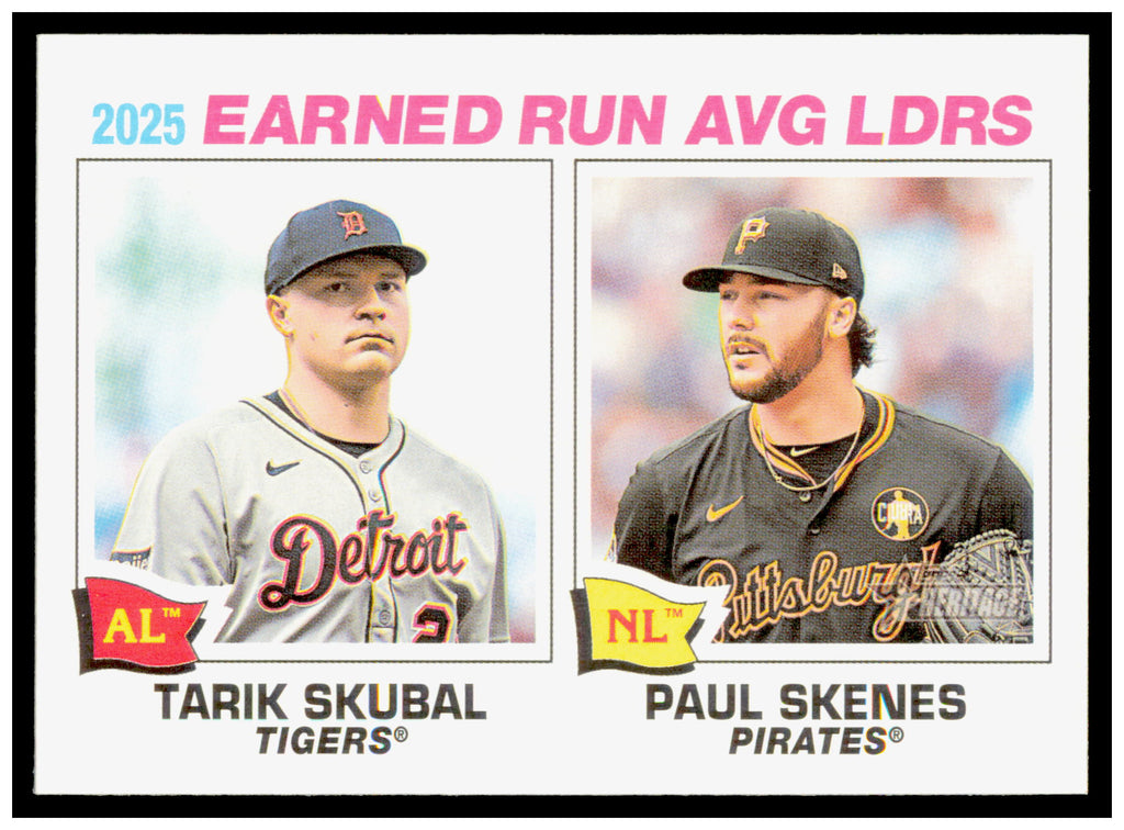 2026 Topps Heritage 2025 ERA Leaders (Tarik Skubal / Paul Skenes) Card #7