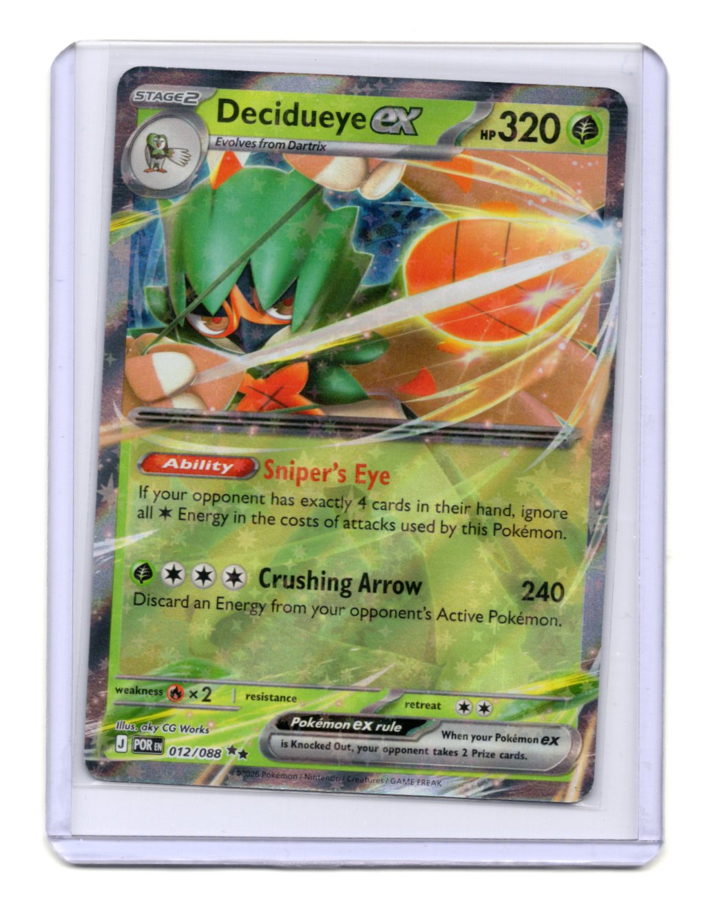 Pokemon Perfect Order Decidueye ex Card Holo #012/088