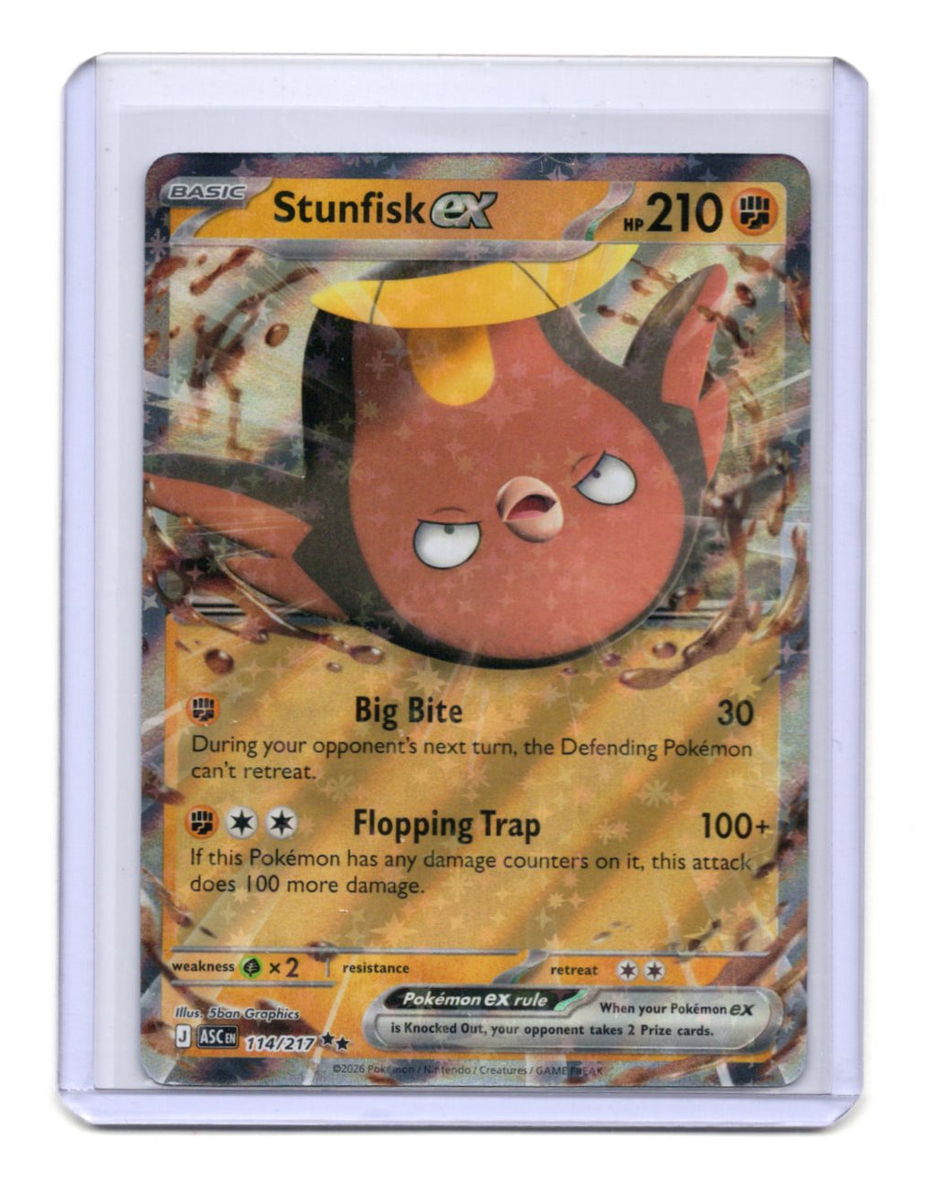 Pokemon Ascended Heroes Stunfisk ex Card Holo #114/217