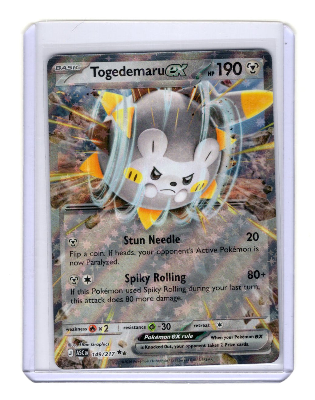 Pokemon Ascended Heroes Togedemaru ex Card Holo #149/217