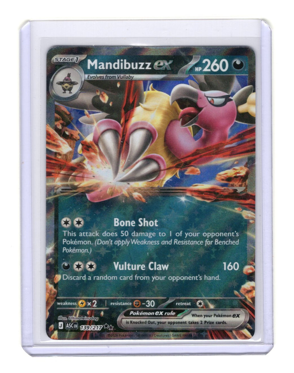 Pokemon  Ascended Heroes Mandibuzz ex Card Holo #139/217