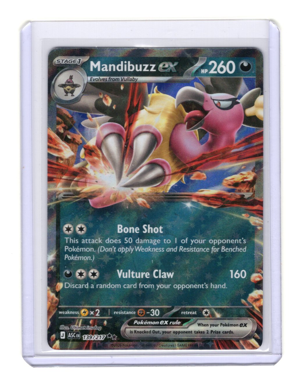 Pokemon  Ascended Heroes Mandibuzz ex Card Holo #139/217