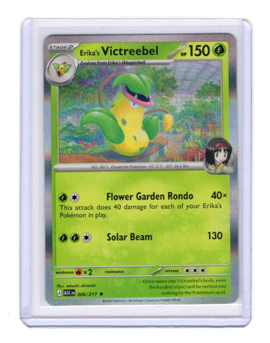 Pokemon Ascended Heroes Erika's Victreebel Card Rare,Holo #006/217