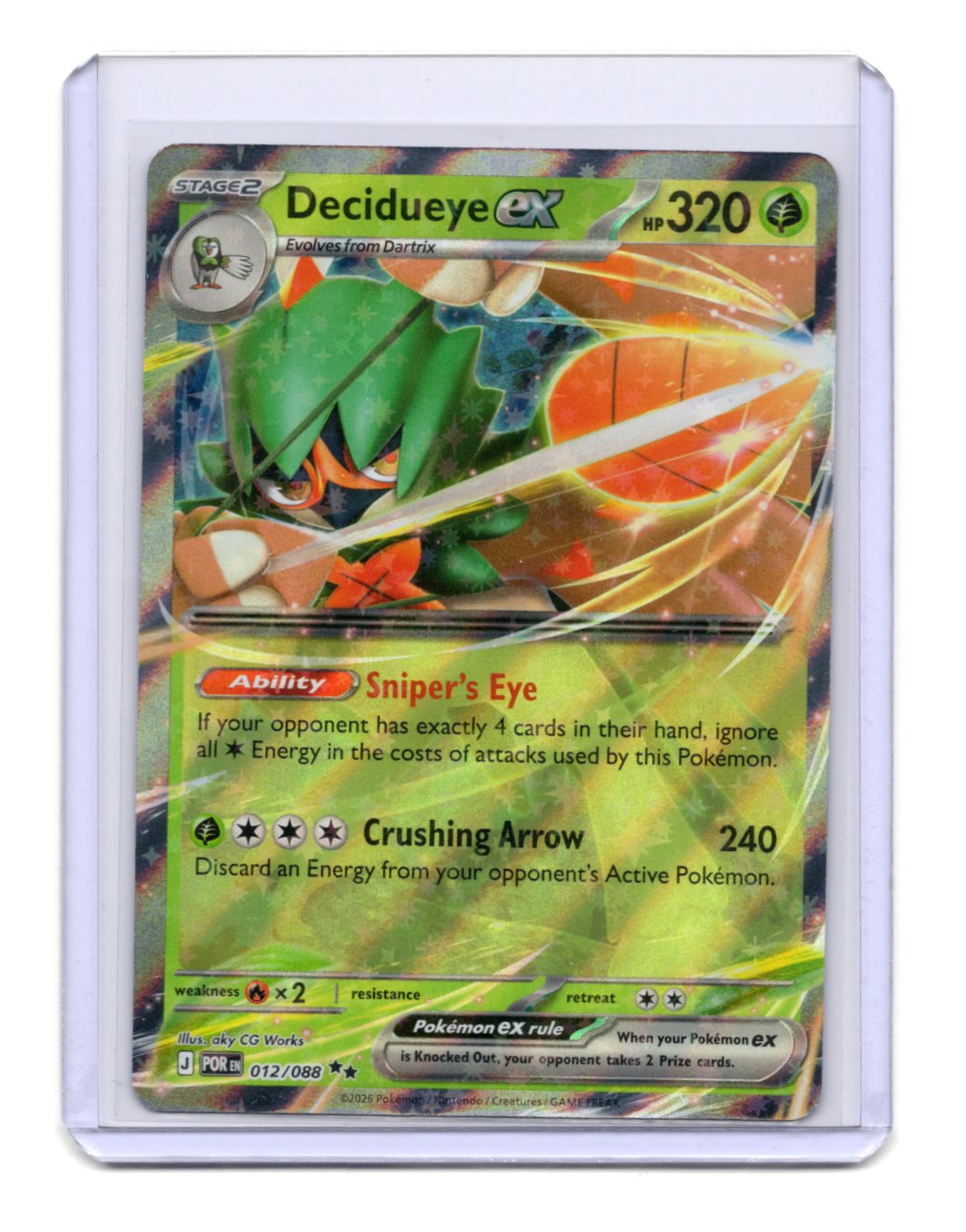Pokemon Perfect Order Decidueye ex Card Holo #012/088