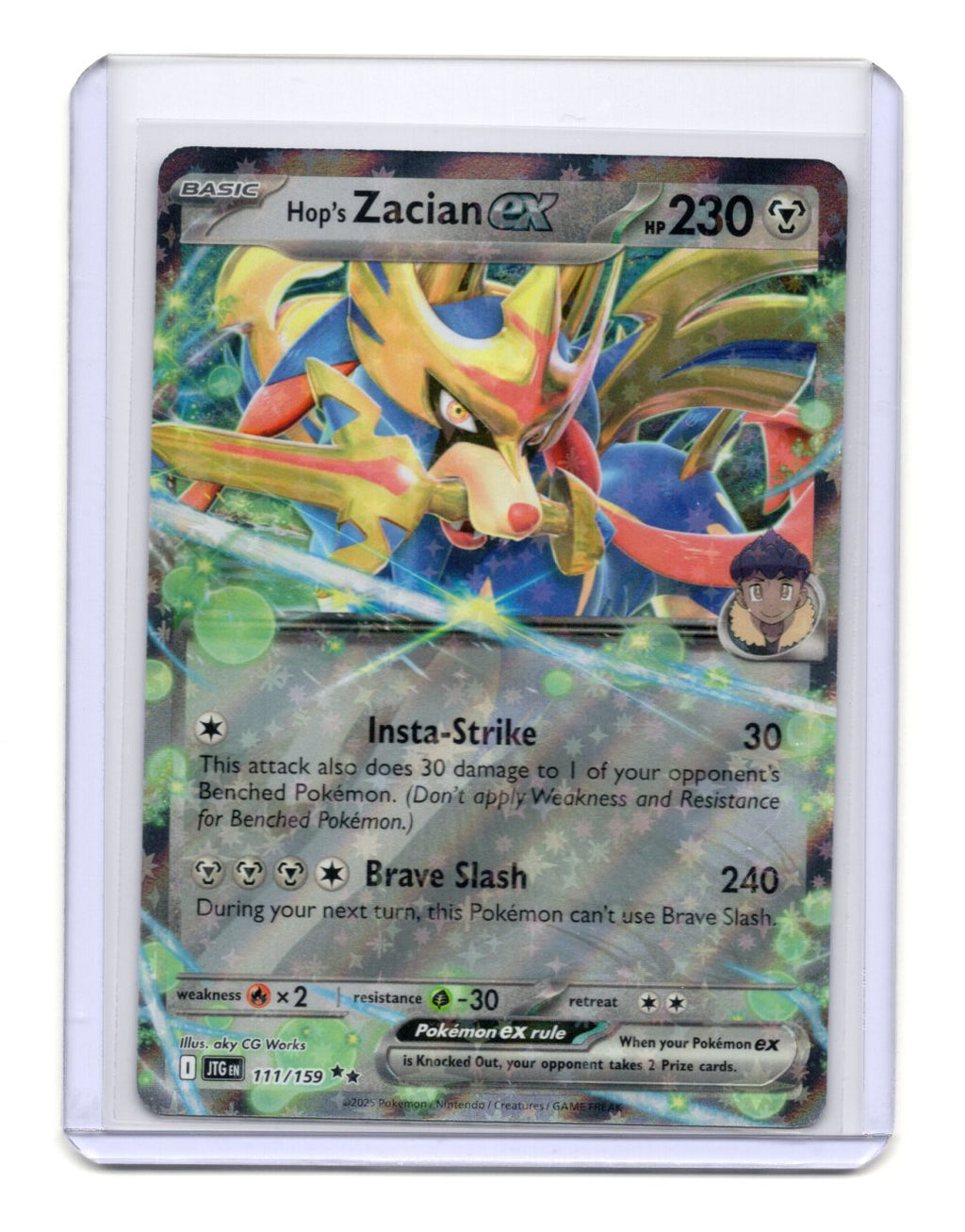 Pokemon Journey Together Hop's Zacian ex Card Holo #111/159