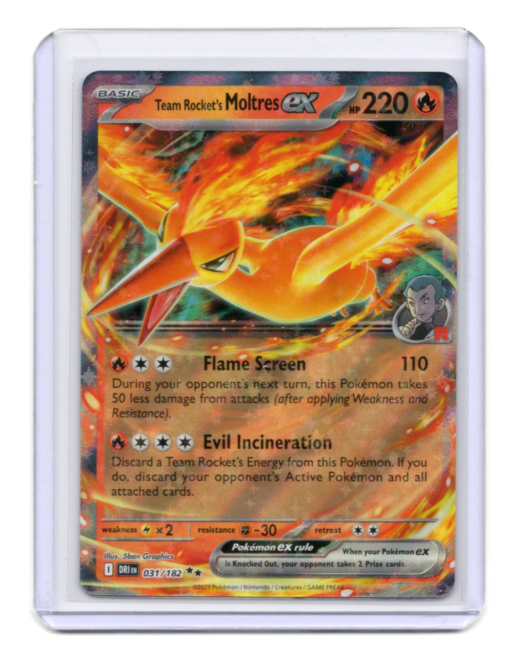 Pokemon Destined Rivals Team Rocket's Moltres ex Card Holo #031/182