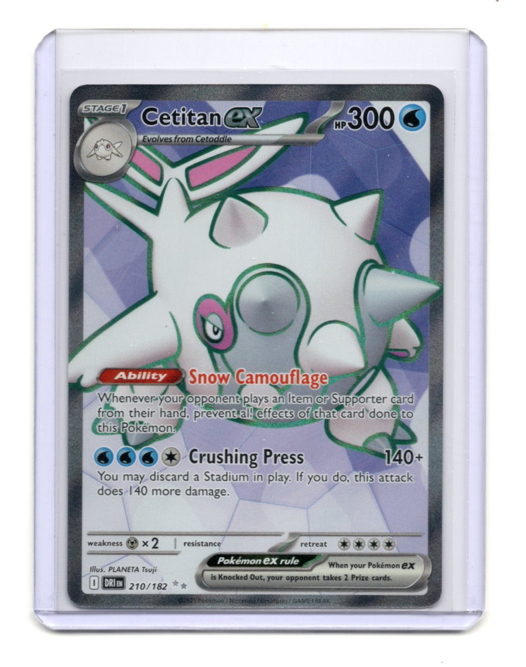 Pokemon Destined Rivals Cetitan ex Card Ultra Rare,Holo #210/182