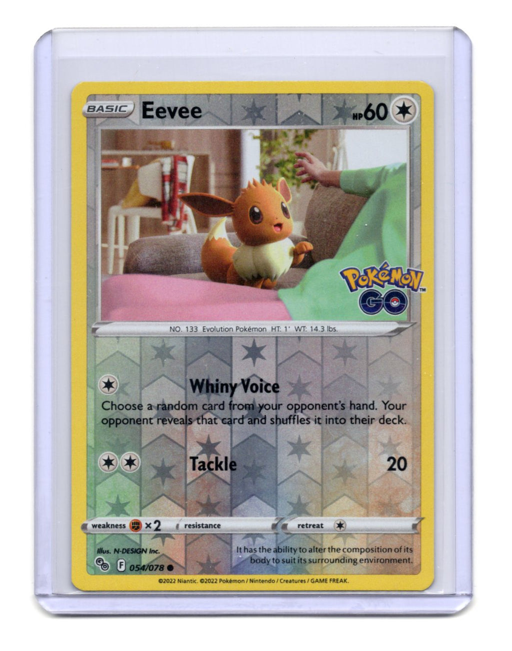 Pokemon GO Eevee Card Common Colorless Reverse Holo #054/078