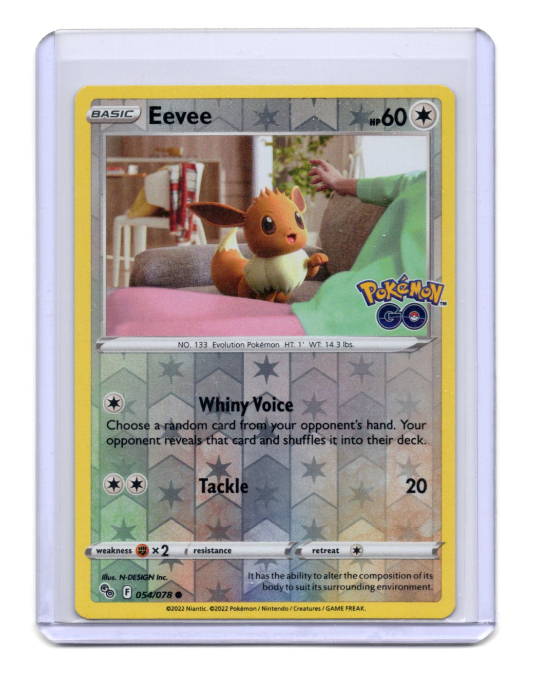 Pokemon GO Eevee Card Common Colorless Reverse Holo #054/078