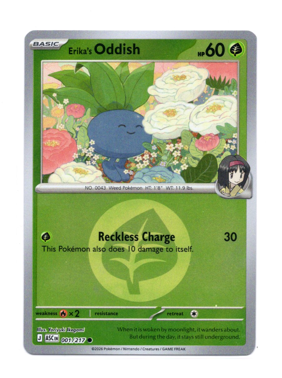 Pokemon Ascended Heroes Erika's Oddish Card Common,Reverse Holo #001/217