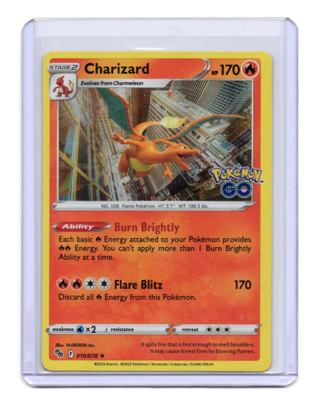 Pokemon GO Charizard Card  #010/078
