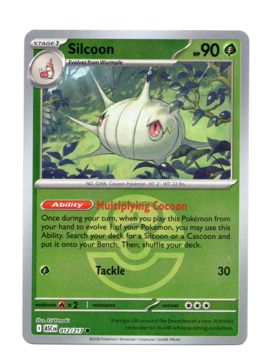 2026 Pokemon Ascended Heroes Silcoon #012/217 Regular Common Stage 1 TCG