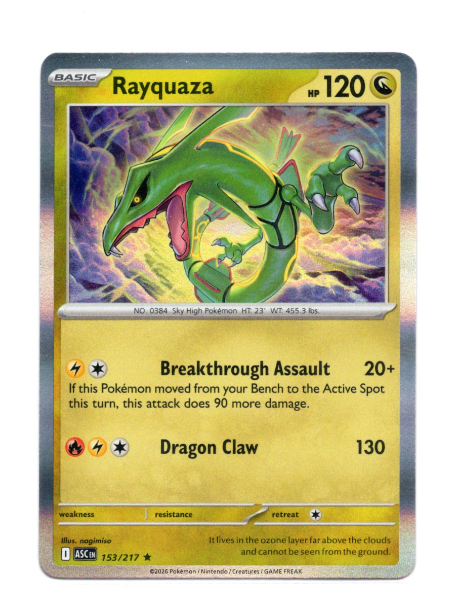 Pokemon Ascended Heroes Rayquaza Card Rare,Holo #153/217