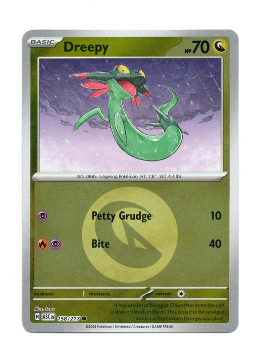 Pokemon Ascended Heroes Dreepy Card Common,Reverse Holo #158/217