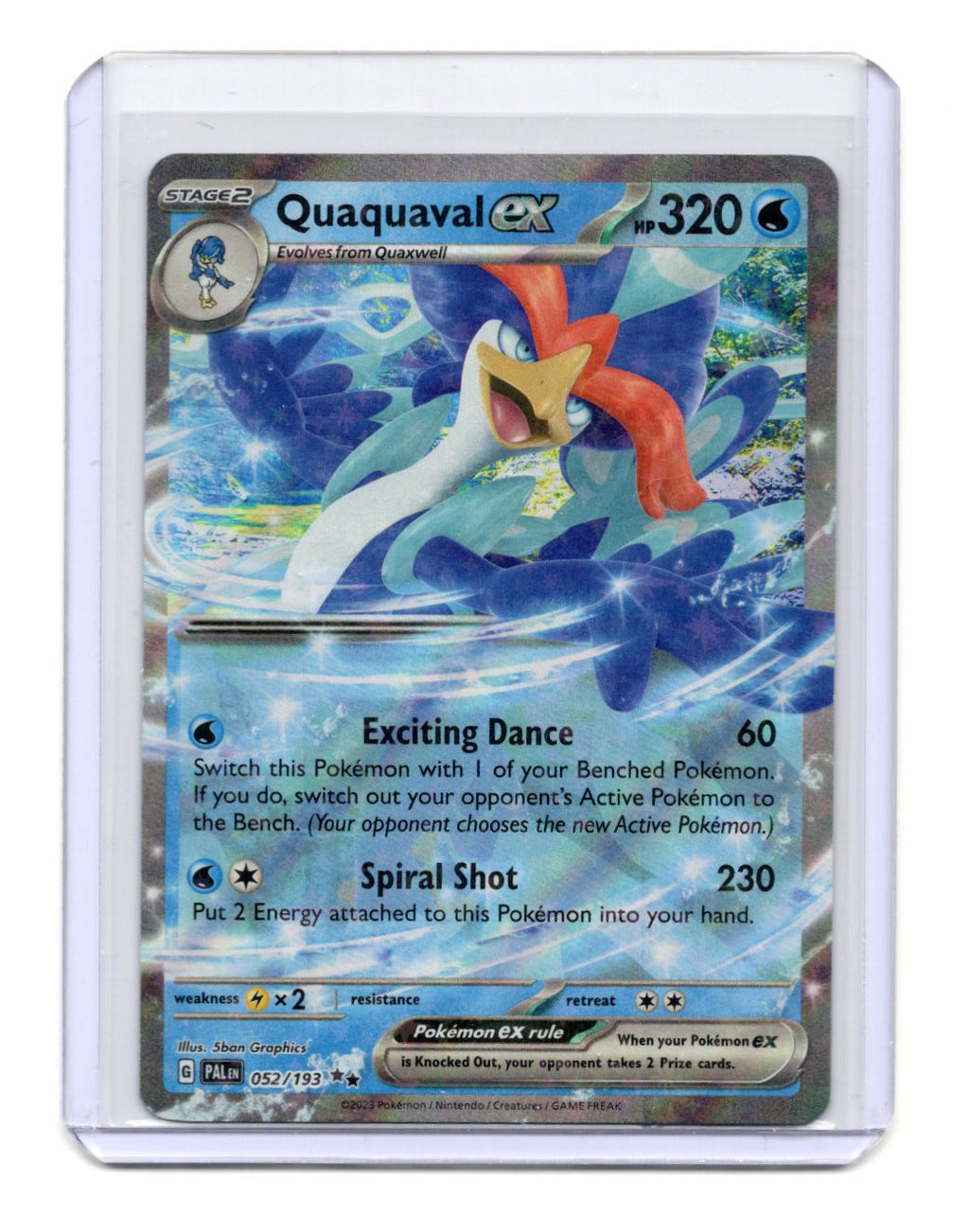 Pokemon Paldea Evolved Quaquaval ex Card Holo #052/193