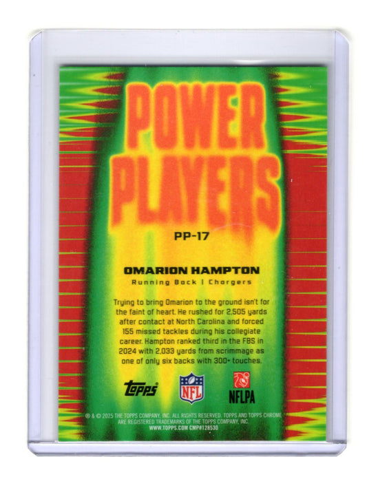 2025 Topps Chrome Omarion Hampton Card Power Players Refractor Chargers #PP-17