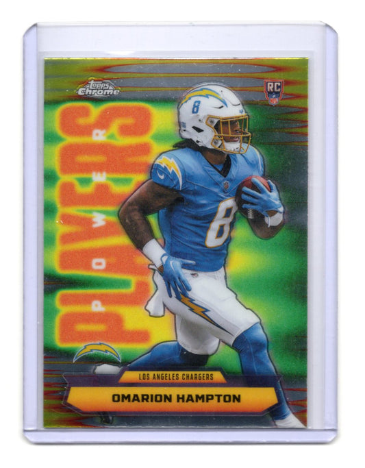 2025 Topps Chrome Omarion Hampton Card Power Players Refractor Chargers #PP-17