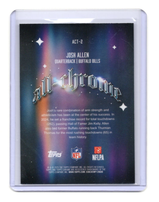 2025 Topps Chrome Josh Allen Card All Chrome Team Buffalo Bills #ACT-2