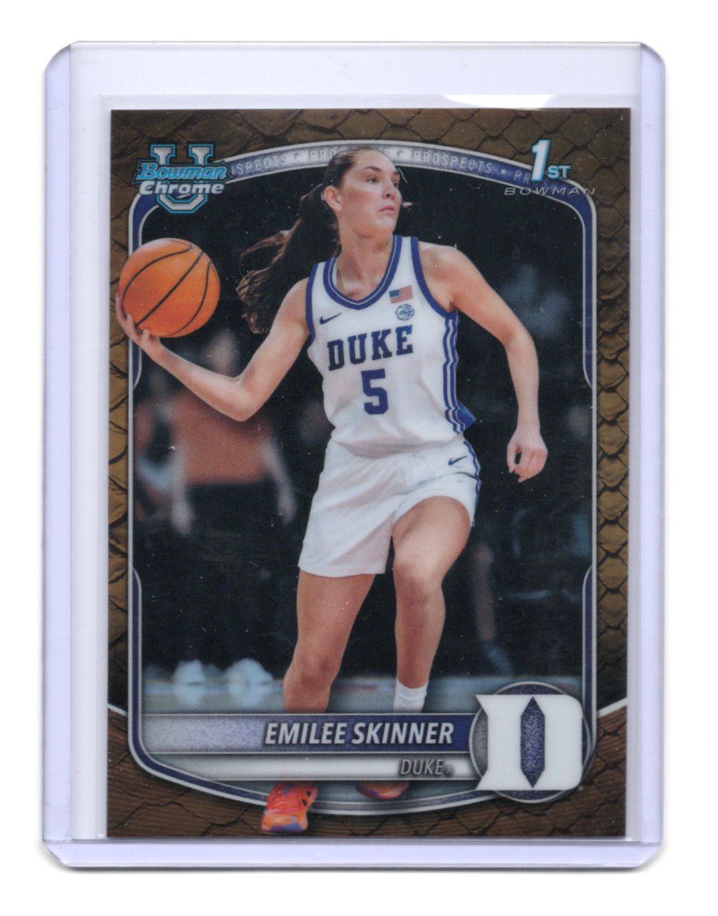 2025-26 Bowman Emilee Skinner Card Chrome Prospects Reptilian Refractor Duke