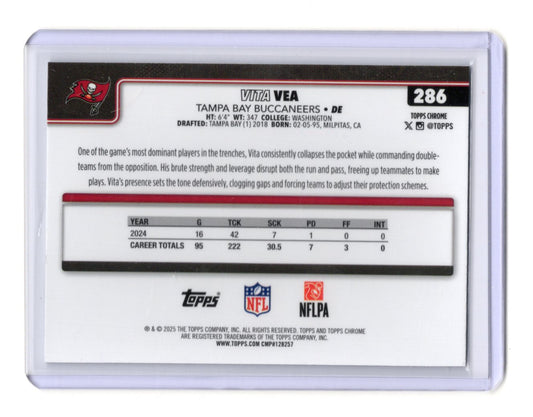 2025 Topps Chrome Vita Vea Card Pulsar Refractor Tampa Bay Buccaneers #286