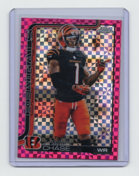 2025 Topps Chrome Ja'Marr Chase Card Pink X-Fractor Cincinnati Bengals #58