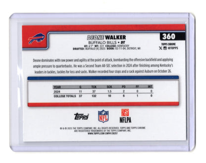 2025 Topps Chrome Deone Walker Card X-Fractor RC Buffalo Bills #360