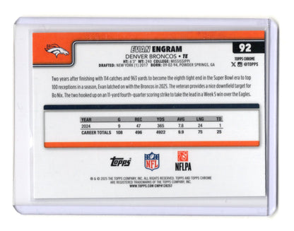 2025 Topps Chrome Evan Engram Card X-Fractor Denver Broncos #92
