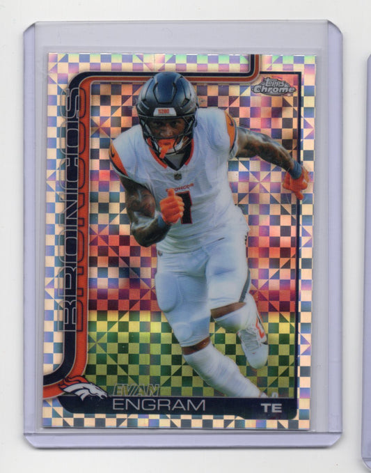 2025 Topps Chrome Evan Engram Card X-Fractor Denver Broncos #92
