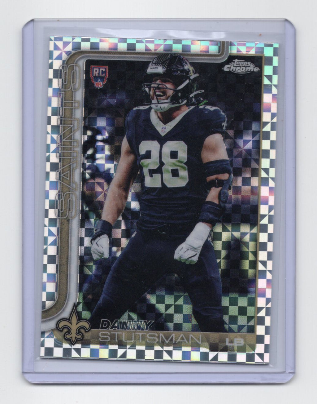 2025 Topps Chrome Danny Stutsman Card X-Fractor RC New Orleans Saints #373