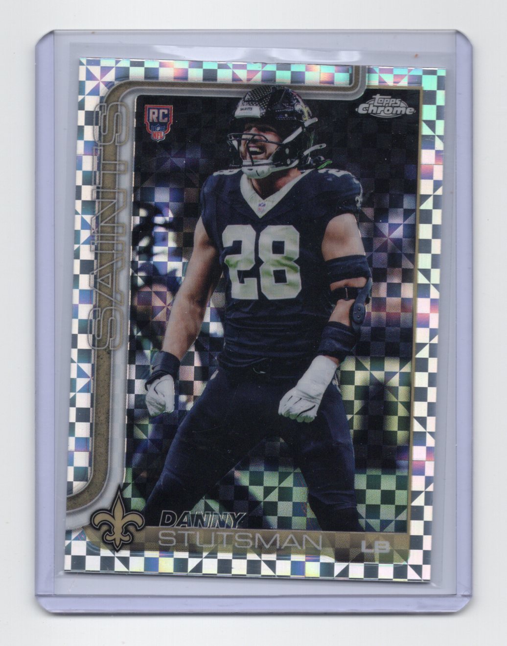 2025 Topps Chrome Danny Stutsman Card X-Fractor RC New Orleans Saints #373