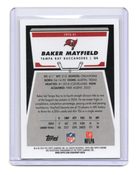 2025 Topps Chrome Baker Mayfield Card 1975 Topps Tampa Bay Buccaneers #1975-31