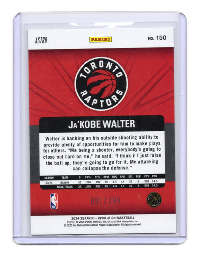 2024-25 Panini Revolution Ja'Kobe Walter Card Fractal RC Toronto Raptors #150