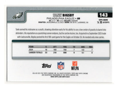 2025 Topps Chrome Tank Bigsby Card Ray Wave Refractor  Eagles #143