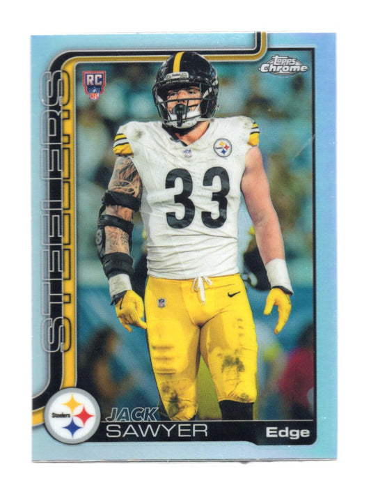 2025 Topps Chrome Jack Sawyer Card Refractor RC Pittsburgh Steelers #357