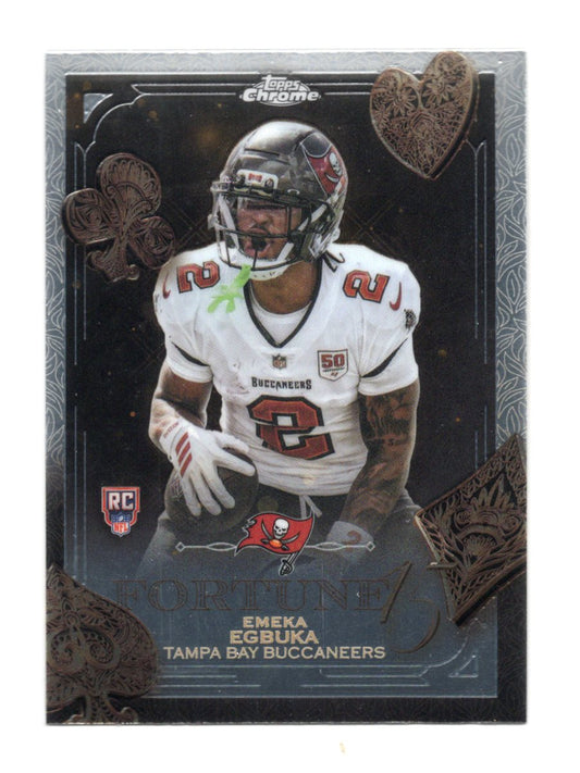 2025 Topps Chrome Emeka Egbuka Card Fortune 15 Tampa Bay Buccaneers #F15-21