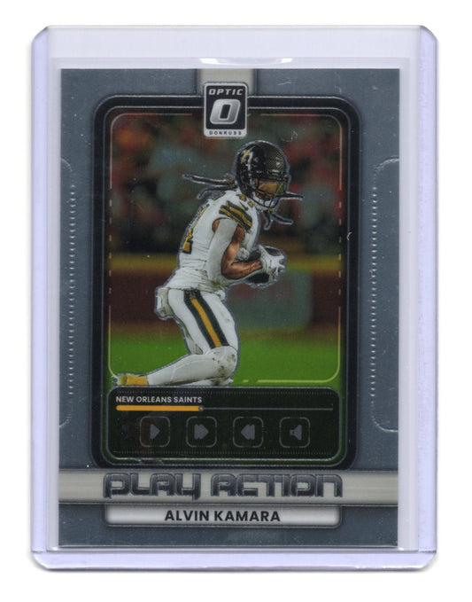 2025 Donruss Optic Alvin Kamara Card Play Action New Orleans Saints #5