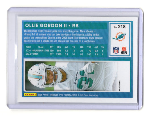 2025 Donruss Optic Ollie Gordon II Card Holo RC Miami Dolphins #218