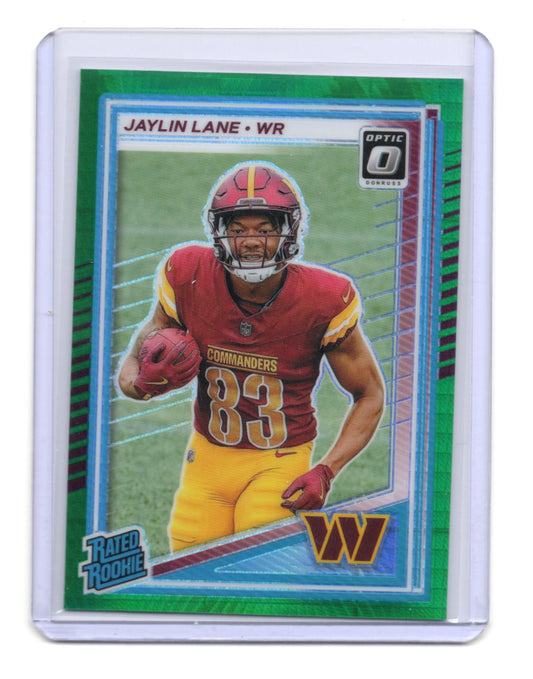 2025 Donruss Optic Jaylin Lane Card Green Hyper RC Washington Commanders #249