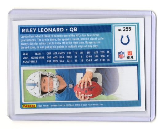 2025 Donruss Optic Riley Leonard Card RC Indianapolis Colts #255