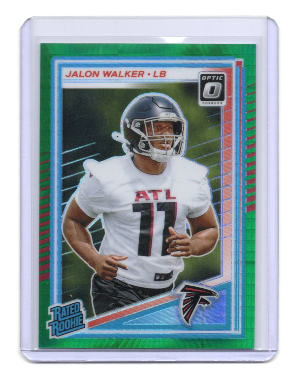 2025 Donruss Optic Jalon Walker Card Green Hyper RC Atlanta Falcons #290