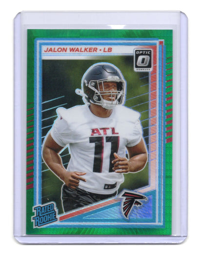 2025 Donruss Optic Jalon Walker Card Green Hyper RC Atlanta Falcons #290