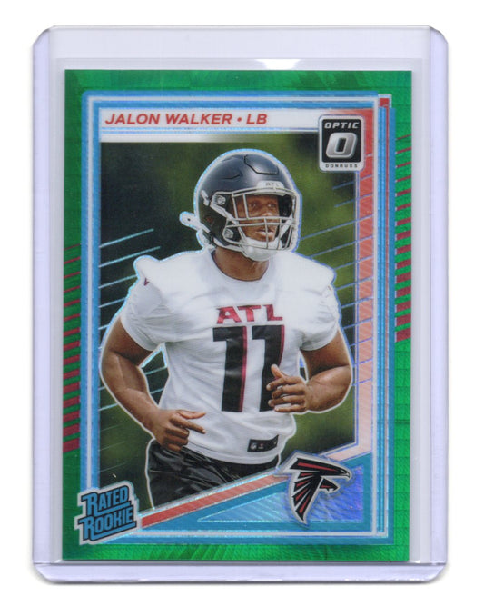 2025 Donruss Optic Jalon Walker Card Green Hyper RC Atlanta Falcons #290