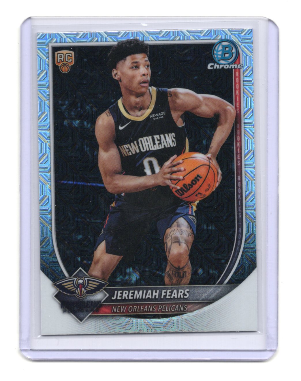 2025-26 Bowman Jeremiah Fears Card Chrome Mojo Refractor  Pelicans #BCV-7