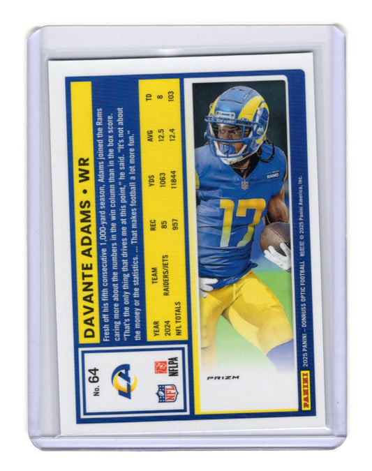2025 Donruss Davante Adams Card Los Angeles Rams #64 Prizm