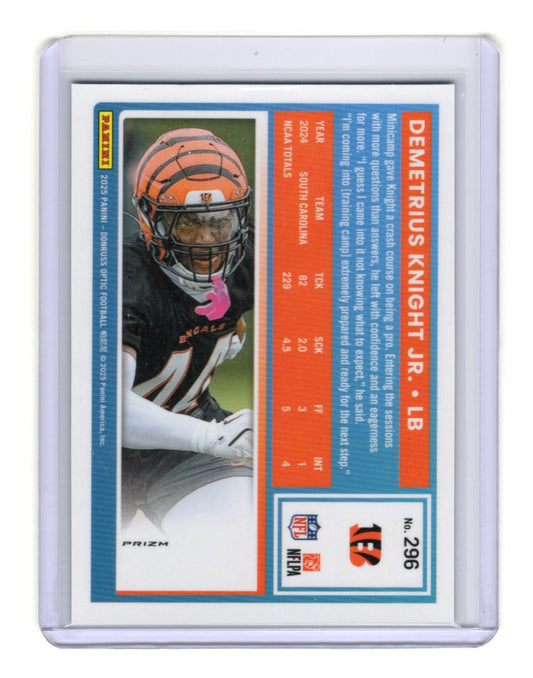 2025 Donruss Optic Demetrius Knight Jr. Card Blue Scope RC Bengals #296