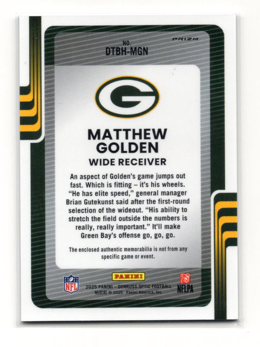 2025 Donruss Optic Matthew Golden Card Donruss Threads Blue Hyper MEM  Packers