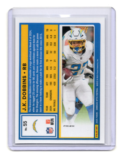 2025 Donruss Optic J.K. Dobbins Card Holo Los Angeles Chargers #55