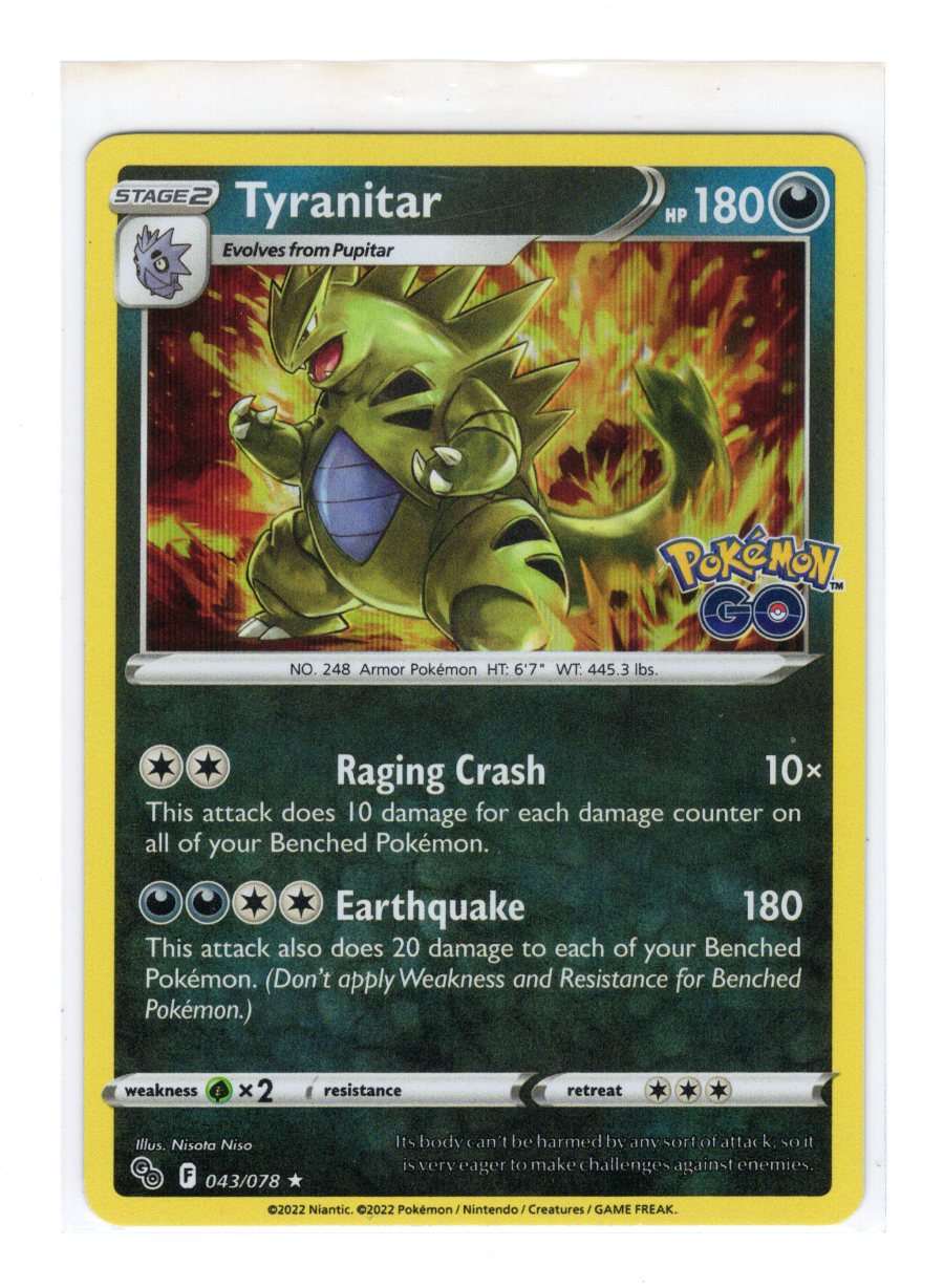 2022 Pokemon Go Tyranitar Holo Rare #043/078 Card TCG